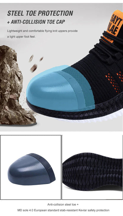 Work Safety Shoes Non-slip Waterproof Anti-smashing Steel Toe Puncture Working Boots Lightweight Fashion Sneakers For Men Women