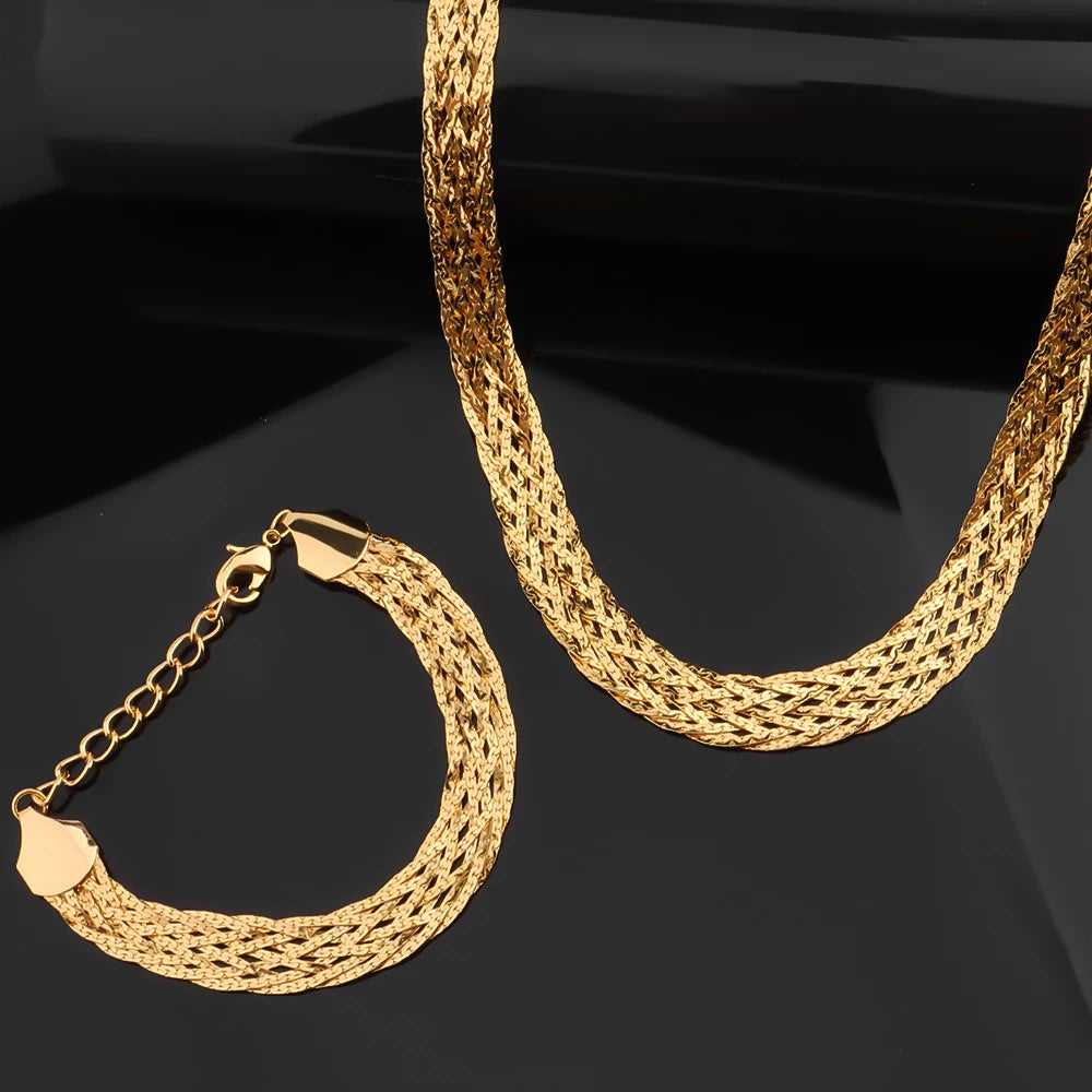 Hollow Earrings Necklace Set Fashion Women Dubai Africa Luxury Punk Jewellery Valentine's Day Gift Choker Necklace