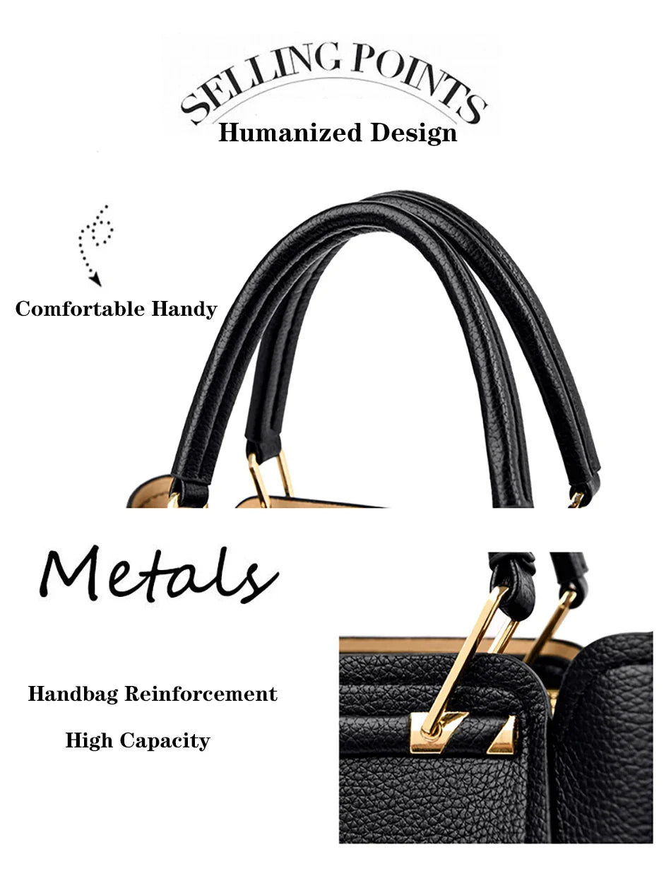 Bolsas de Luxo Femininas Bolsas de Grife 3 Camadas Couro Macio Ombro Transversal Sacola Feminina Grande Capacidade Compras Mensageiro Tote