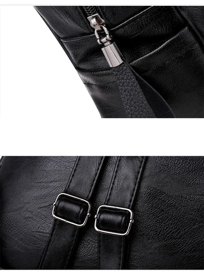 Luxury Backpack For Women Soft PU Leather Backpack Travel Large Capacity School Bag Double Zipper Business Knapsack