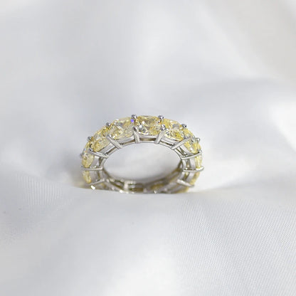 100% 925 Sterling Silver Sparkling 1 Row Full 5*5mm High Carbon Diamond Finger Rings For Women Wedding Party Fine Jewelry