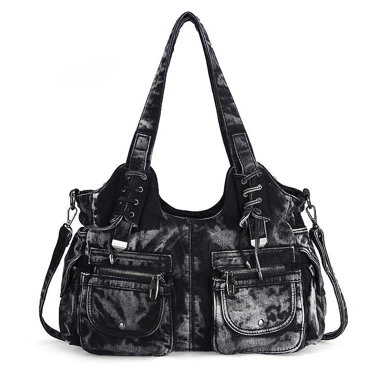 Women's Denim Bag Y2K Vintage Blue Jean Purse and Handbags Crossbody Shoulder Wallet Large Capacity