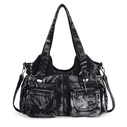 Women's Denim Bag Y2K Vintage Blue Jean Purse and Handbags Crossbody Shoulder Wallet Large Capacity