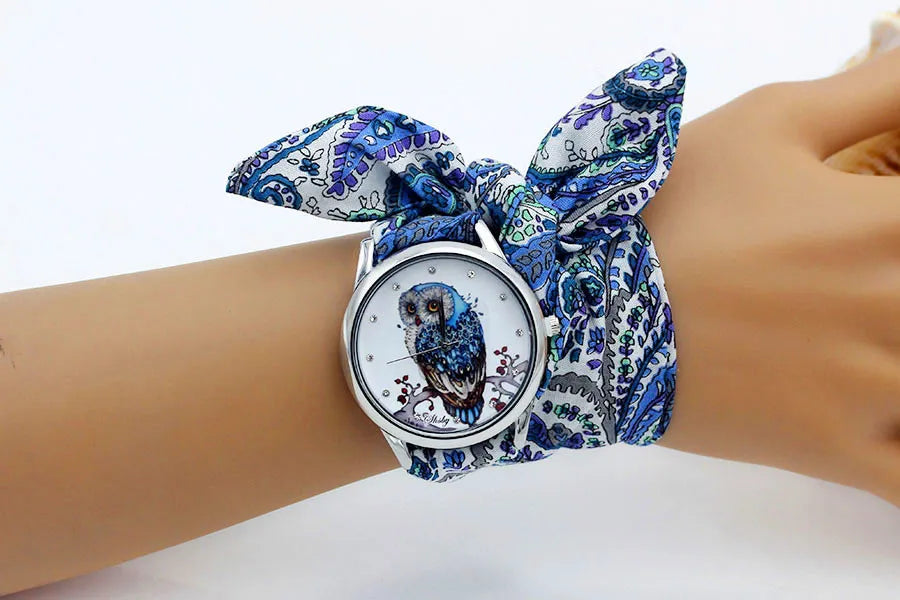 New Ladies Cloth Wristwatch Fashion Women Dress Watch High Quality Silver  Quartz Watch Sweet Girls Watch Fabric Clock