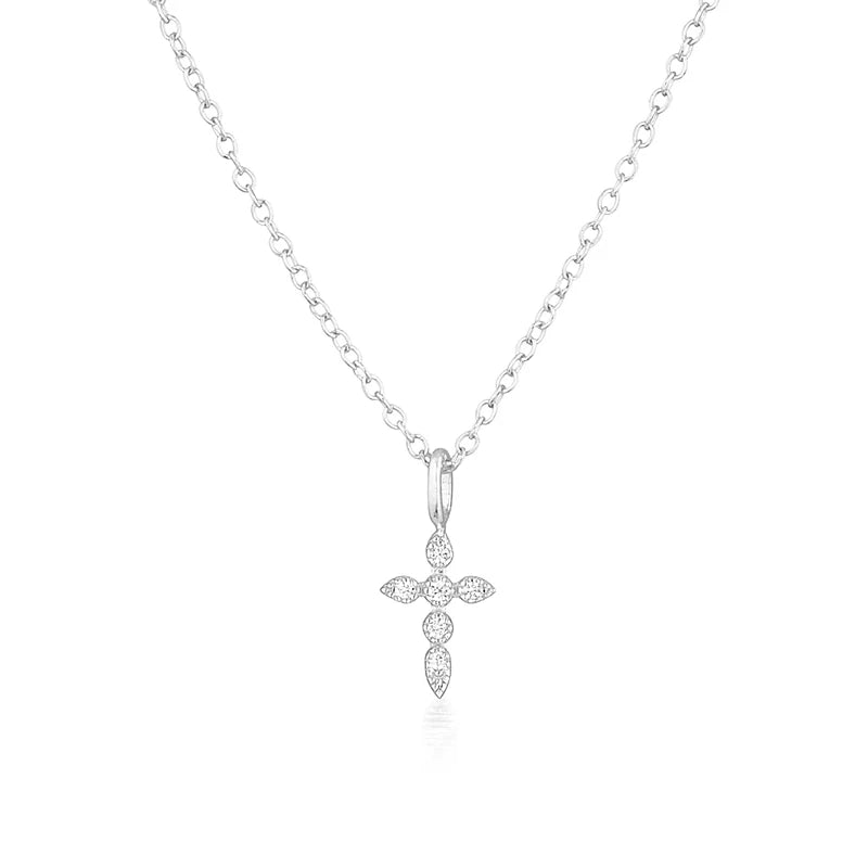 925 Sterling Silver Necklaces Charms for Women Crystal Cross Clavicle Collar Chain Simple Choker Necklace Accessories Gift