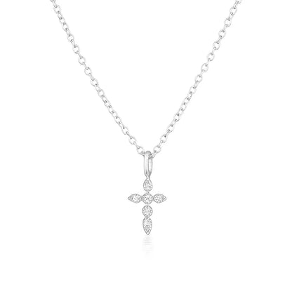 925 Sterling Silver Necklaces Charms for Women Crystal Cross Clavicle Collar Chain Simple Choker Necklace Accessories Gift