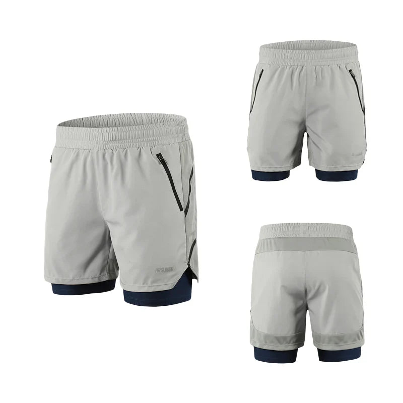 Men's 7" Running Shorts 2 in 1 Quick Dry Athletic Training Exercise Jogging
