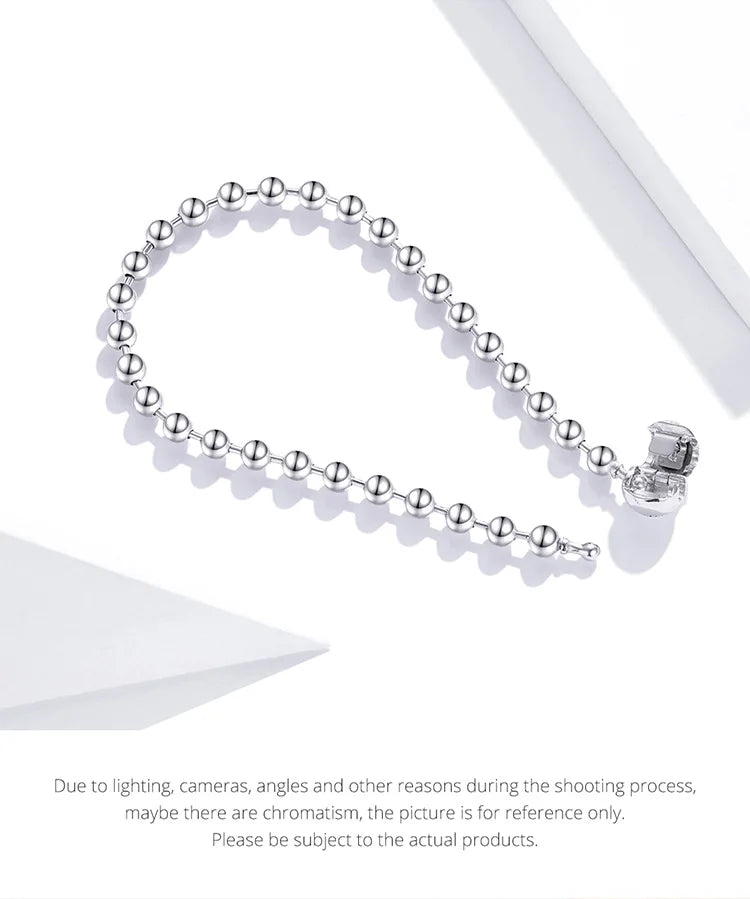 Silver Bead Chain Bracelet 925 Sterling Silver Simple Love Chain Women Fashion Basic Bracelets SCB203