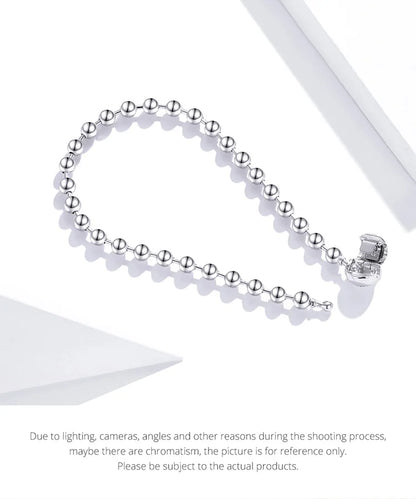 Silver Bead Chain Bracelet 925 Sterling Silver Simple Love Chain Women Fashion Basic Bracelets SCB203