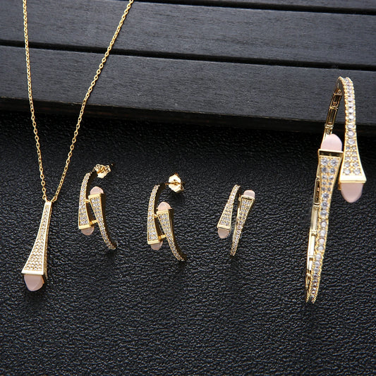 NEW Famous Brand 4pcs Waterdrop Jewelry Sets For Women Wedding Party Cubic Zircon High End Craft Dubai Bridal Jewelry Set