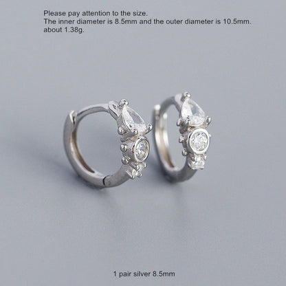 925 Sterling Silver Earring Zircon Sun Flower Ear Ring Geometric Style Water Drop Ear Bone Cute Temperament Woman Girl Ear Jewel