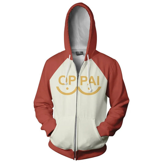 Anime Saitama Oppai Hoodie Hooded Sweatshirt Hoodie Cosplay Costume Fleece Fashion Harajuku Jacket and Coat Brand Clothes