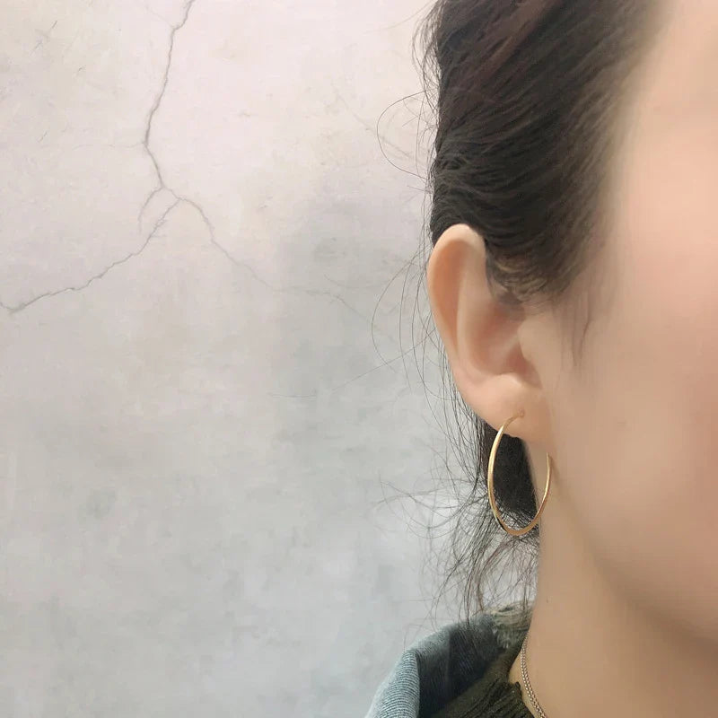 Genuine 925 Sterling Silver Fashion Korean Simple Hoop Earrings for Women Men Charming Chic Party Jewelry Accessories
