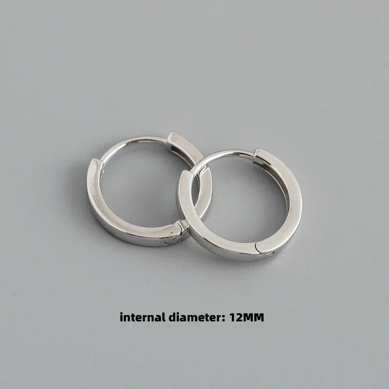 925 Sterling Silver Minimalist Punk Rock Circle Hoop Earrings for Women Men Goth Piercing Ear Buckle Charm Fine Jewelry