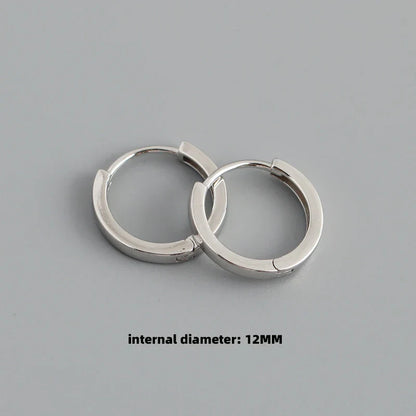 925 Sterling Silver Minimalist Punk Rock Circle Hoop Earrings for Women Men Goth Piercing Ear Buckle Charm Fine Jewelry