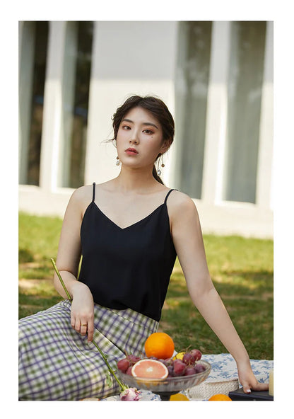 Casual Streetwear Women Cami Tops Sexy V Neck Summer Black Tank White Elegant Sleeveless Cute Ladies Clothes