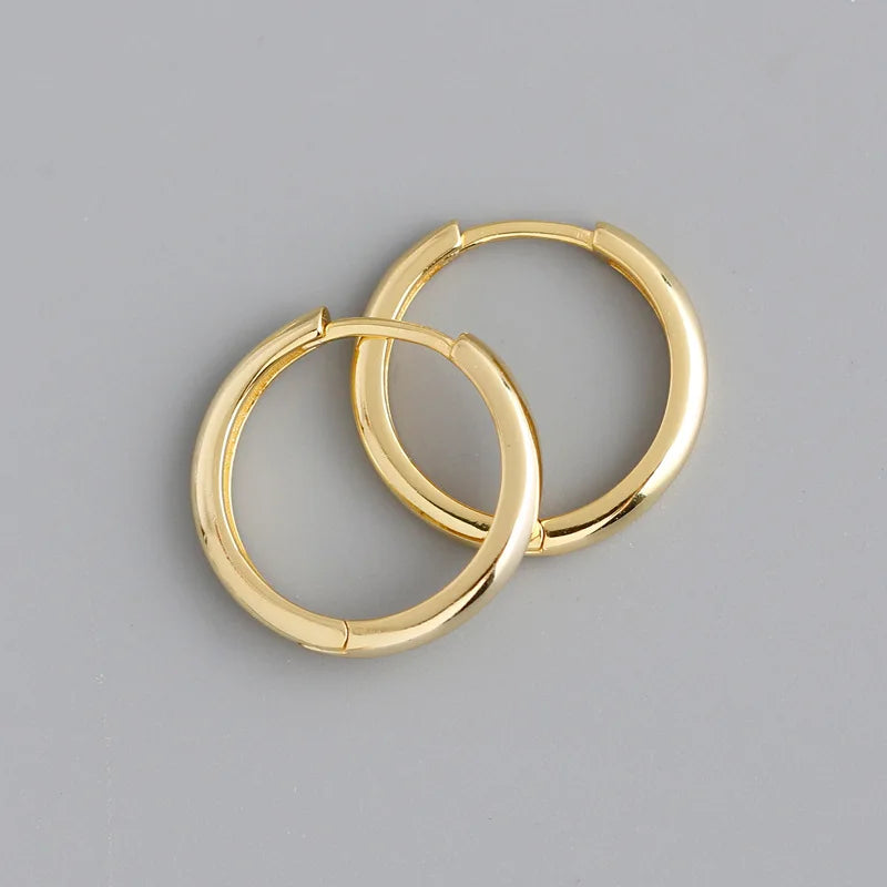 Real 925 Sterling Silver Minimalist Bohemian Round Ear Buckle for Women Punk Unisex Rock Hoop Earring Jewelry Accessories