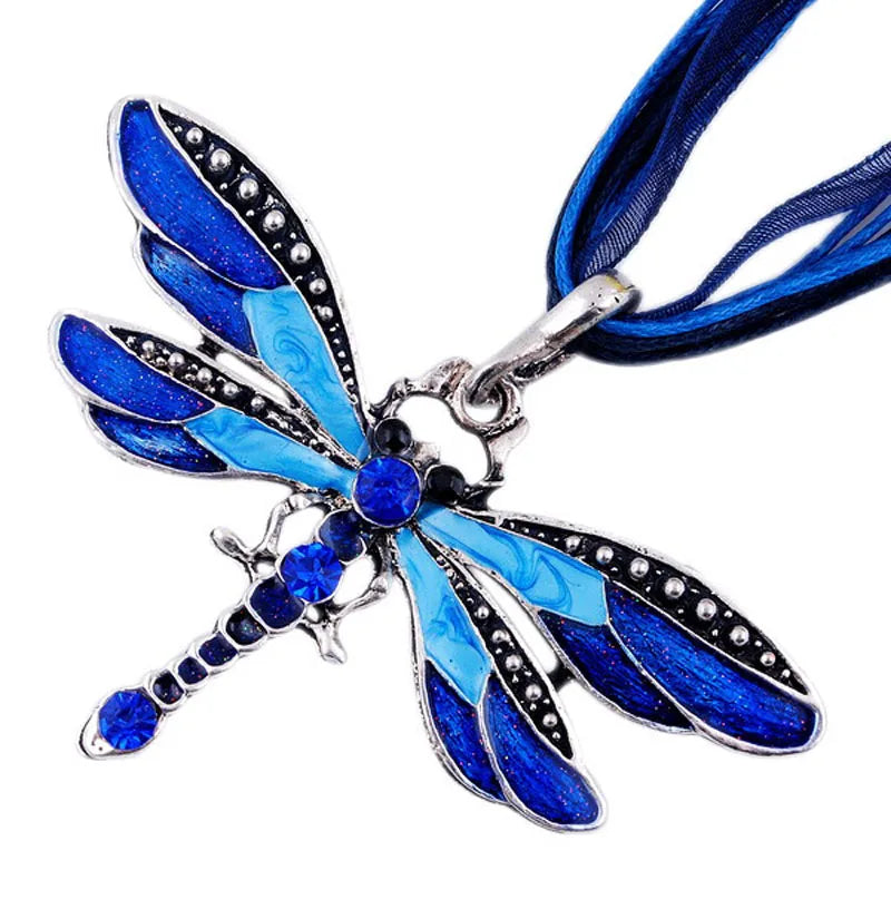 ParagraphWomen Crystal Dragonfly Ribbon Casual Pendant Necklace For Women Ewelry 2024 Gifts