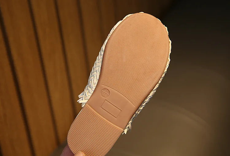 Spring Summer Girls Shoes Weaven Knitted Design Children Flat Shoes Kids Summer Sandals Princess Sweet Soft Fashion For Toddlers