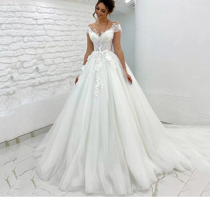Princess Wedding Dress off The Shoulder 3D Lace Appliques Boho Bride Dresses Vestido De Novia Customized Ball Gowns 2022