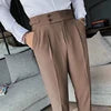 2024 Mens Elegant Formal Party Suits Pants Solid White Grey Pencil Trouser Korean Fashion Waist Buckle Suit Pants Men Streetwear