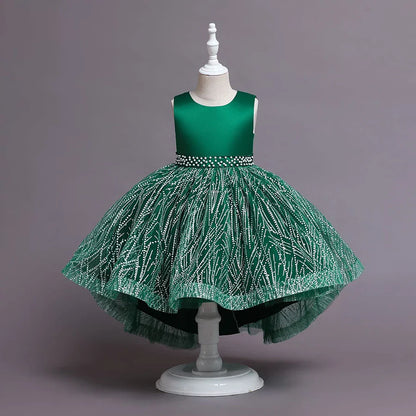 Summer Children's Wedding Celebration Party Evening Dress Sleeveless Sequins Formal Ball Birthday Party Girl Princess Dress