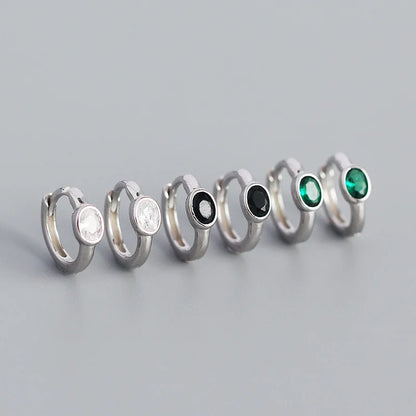 925 Sterling Silver Simple Oval Cut Zircon Hoop Earrings for Women Geometric European Piercing Huggie Jewelry Female Gift