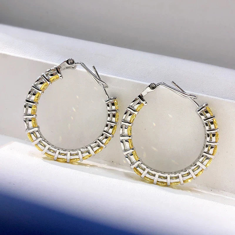 100% 925 Sterling Silver 4mm Yellow High Carbon Diamond Earrings For Women Sparkling Wedding Party Fine Jewelry Wholesale