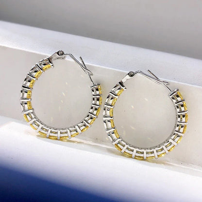100% 925 Sterling Silver 4mm Yellow High Carbon Diamond Earrings For Women Sparkling Wedding Party Fine Jewelry Wholesale