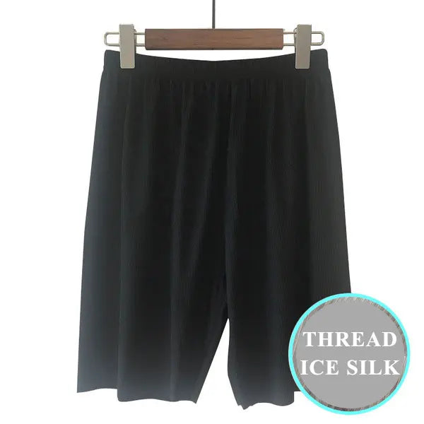 Plus Size Ice Silk Cool Summer Men Sleepwear Shorts Sexy Underwear Nightwear Comfortable Loose Sports Man Sleep Bottoms Homewear