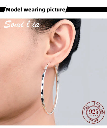 Women's Big Hoop Earrings, New Collection 100% 925 Sterling Silver Jewelry Fashion Women18K Golden серьги кольца