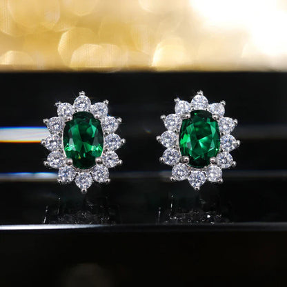 Fashion Sunflower Shape Stud Earrings Women Brilliant Oval Cubic Zirconia Luxury Female Party Jewelry Earring Top Quality