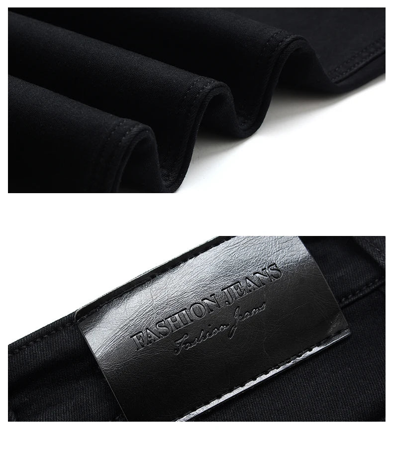 2023 Men's Stretch Black Jeans Classic Style Business Fashion Pure Slim-fit Denim Pants Male Brand Casual Trousers