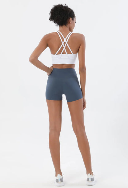 SOISOU Gym Womens Clothing Shorts Sets Yoga Women's Tracksuit Sexy Bra High Waist Short Sportwear Elastic Set Woman 2 Pieces