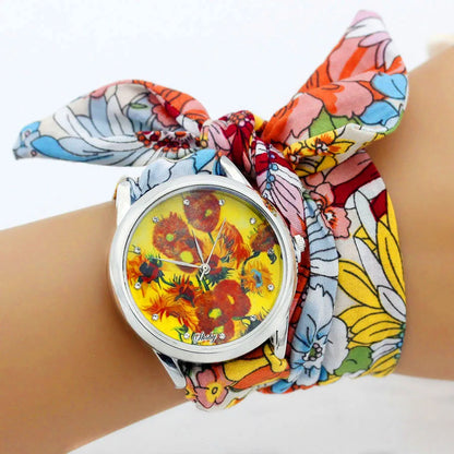 New Ladies Cloth Wristwatch Fashion Women Dress Watch High Quality Silver  Quartz Watch Sweet Girls Watch Fabric Clock