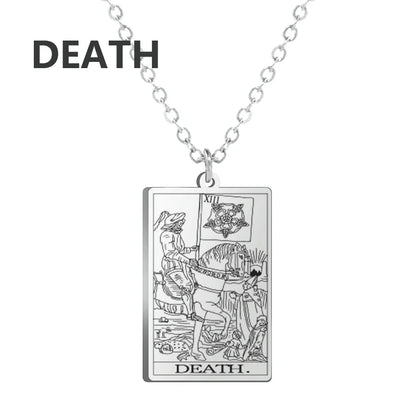 Tarot Cards Necklace Women Stainless Steel Necklace Wealth Amulet Classic Tarot Major Arcana Divination Charm Jewelry