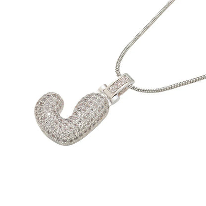 1.25x500mm Fat and lovely crystal brass silver color  letter necklace for women friends birthday gift model: VL34