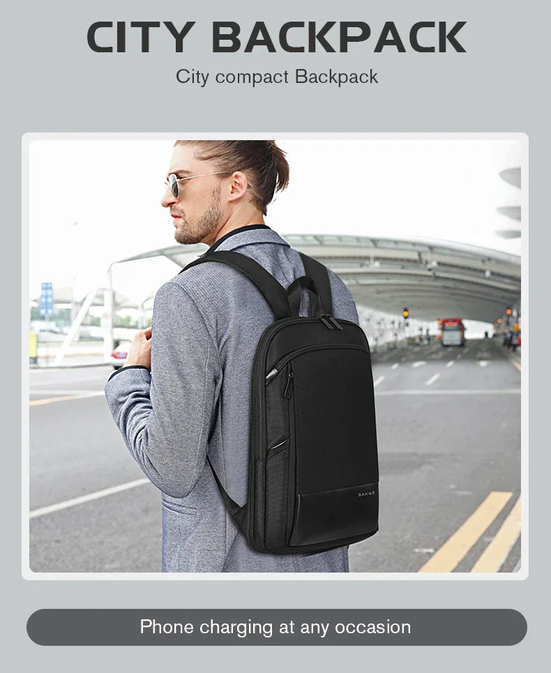 Slim Men Business Expandable Waterproof 15.6" Laptop Backpack Fashion Male Travel Light Scalable Shoulder Bags for Men