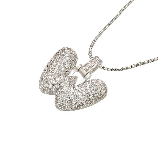 1.25x500mm Fat and lovely crystal brass silver color  letter necklace for women friends birthday gift model: VL34