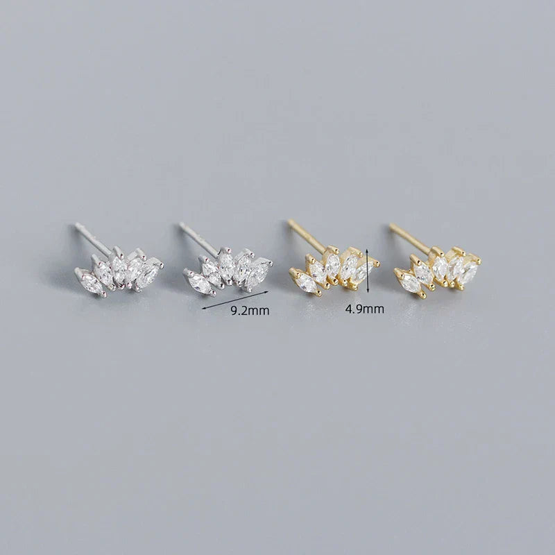 Luxury Genuine 925 Sterling Silver White Zircon Horse Eye Stud Earrings for Women Chic Office Youth Jewelry Accessories