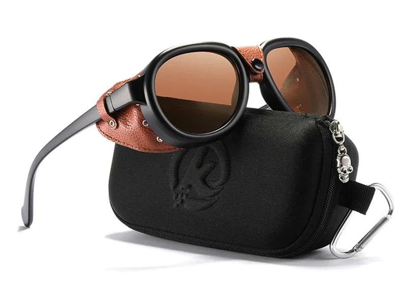 Luxury Steampunk Pilot Sunglasses Men and Women Soft Leather Shield Glasses UV400 Protection KD2095