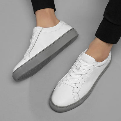 Spring Summer White Genuine Leather  Men's Shoes Men's Casual Shoes Fashion Sneakers  Wild Mens Flat Shoes Non-slip Board Shoe