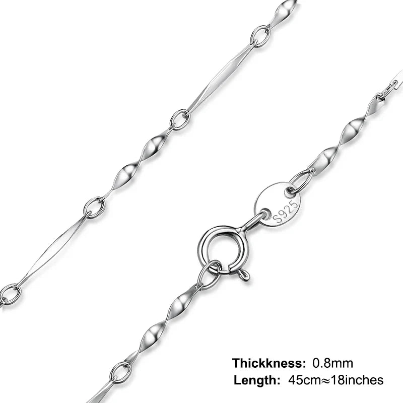 Genuine 100% 925 Sterling Silver Necklace Ingot Twisted Trace Belcher Snake Bar Singapore Box Chain Necklace Women