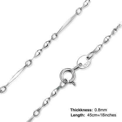 Genuine 100% 925 Sterling Silver Necklace Ingot Twisted Trace Belcher Snake Bar Singapore Box Chain Necklace Women