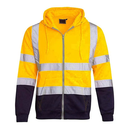 Safety Reflective Sweatshirt Men Winter Zipper Sweatshirts Hoodie Men Hoody Sweatshirts Male Black Hoodies For Men Workwear