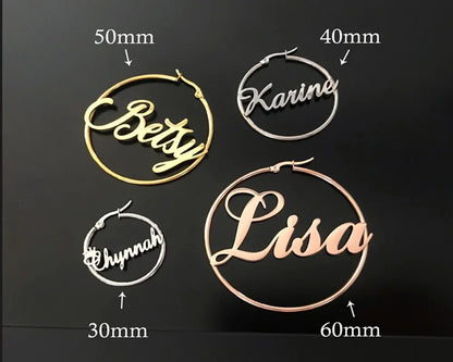 Stainless Steel Personalized Customize Name Hoop Earrings Jewelry For Women Girls Circle Earring Fashion 30-60 MM