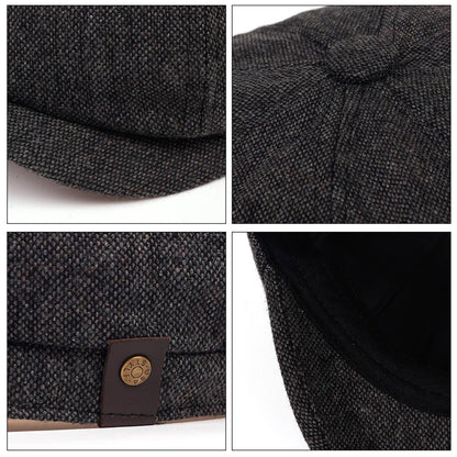 Men Newsboy Hats Peaky Autumn Vintage Herringbone Octagon Cap Women Casual Stripe Berets Gatsby Flat Hat