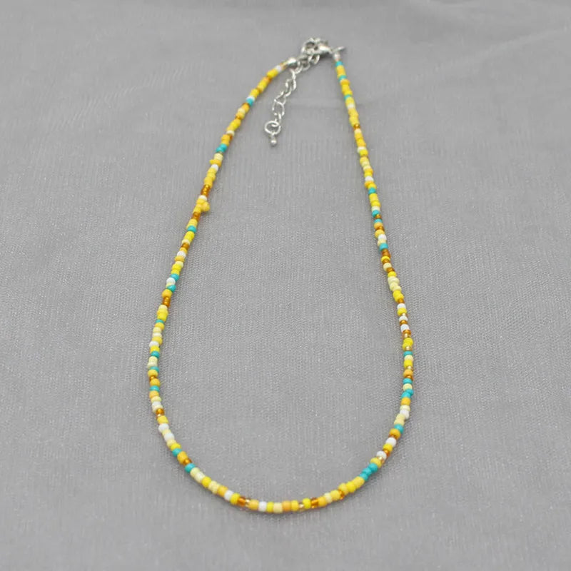 Simple Seed Beads Strand Choker Necklace Women String  Collar Charm Colorful Handmade Bohemia Collier Femme Jewelry Gift