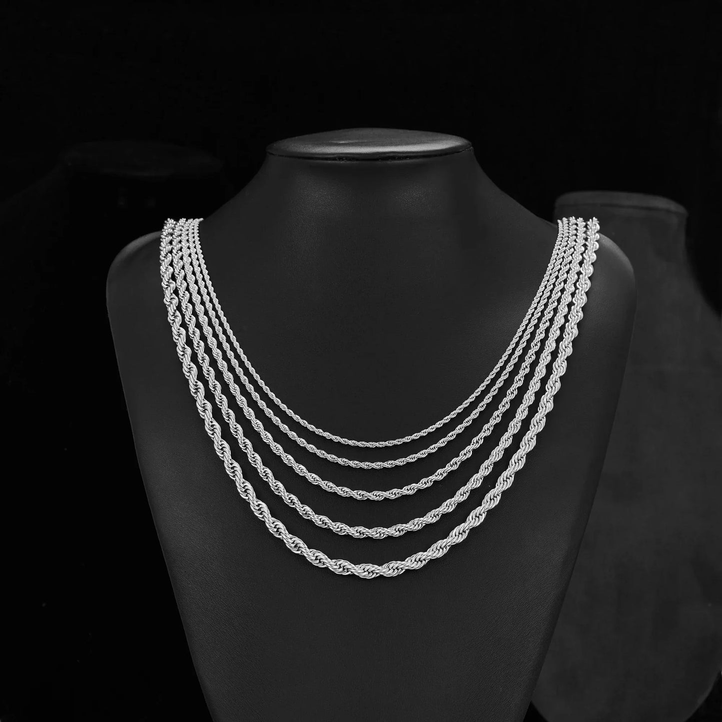 Men's Stainless Steel Punk Twist Rope Chain Necklace for Women Silver Color Neck Choker Waterproof Fashion Jewelry Accessories