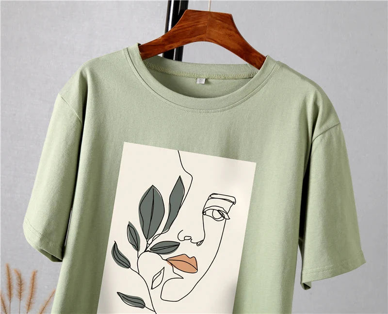 Gothic Graphic T Shirt Women 2023 Summer New Oversized Cotton Tees Casual Aesthetic Character Printed O Neck Tops